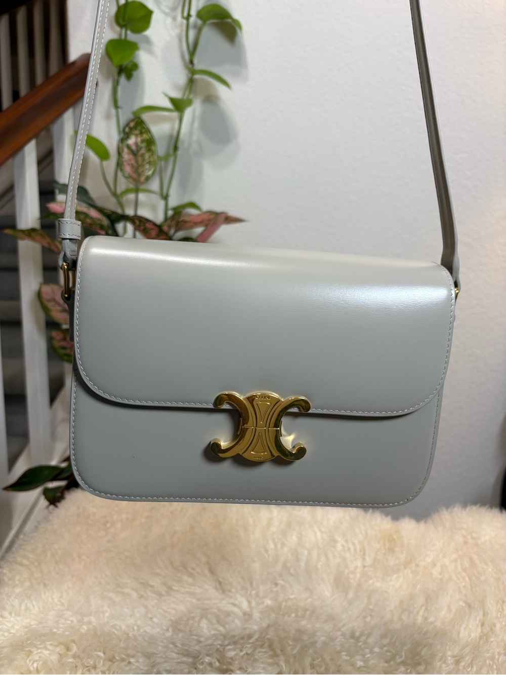 Celine Triomphe Shoulder Bag in Light Cream with Gold Hardware - Picture 13 of 13